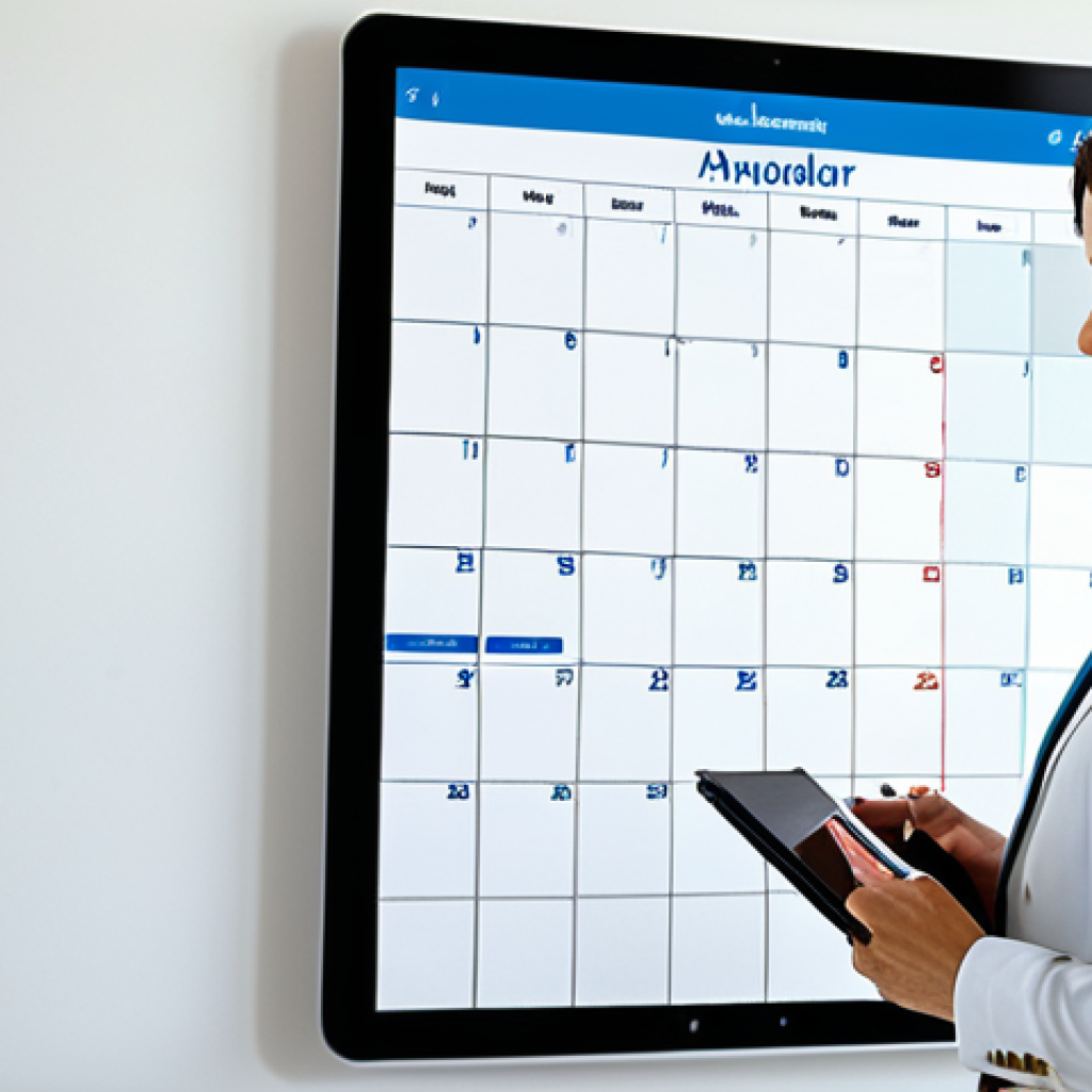AI 집사 서비스의 스마트폰 앱 활용법 - Calendar Management**

"A fully clothed professional, wearing modest business casual attire, reviewi...