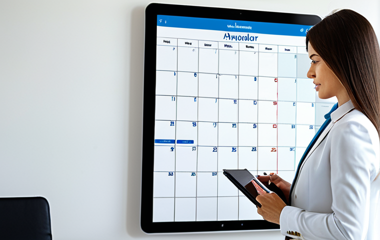 AI 집사 서비스의 스마트폰 앱 활용법 - Calendar Management**
"A fully clothed professional, wearing modest business casual attire, reviewi...