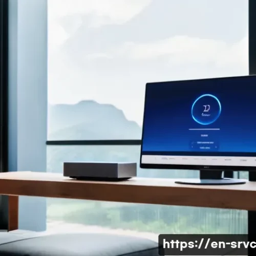 Home 32 AI 집사 서비스의 보안 강화 조치 - A modern smart home living room featuring an AI butler device prominently placed on a sleek wooden s...